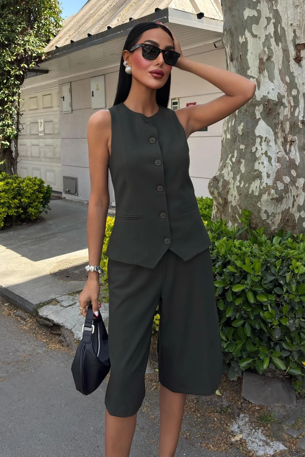 Kadın Çağla Yeşili Viskon Midi İkili Takım