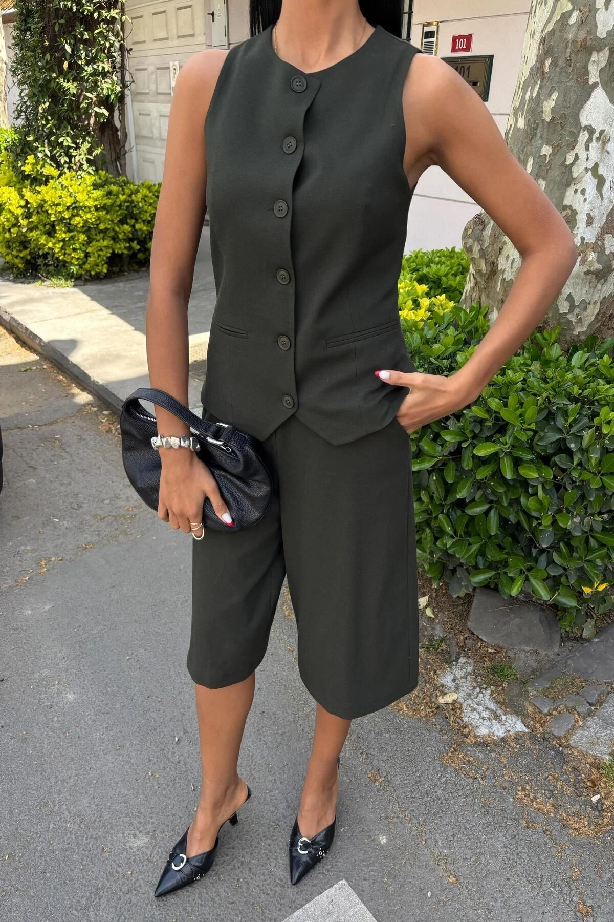 Kadın Çağla Yeşili Viskon Midi İkili Takım