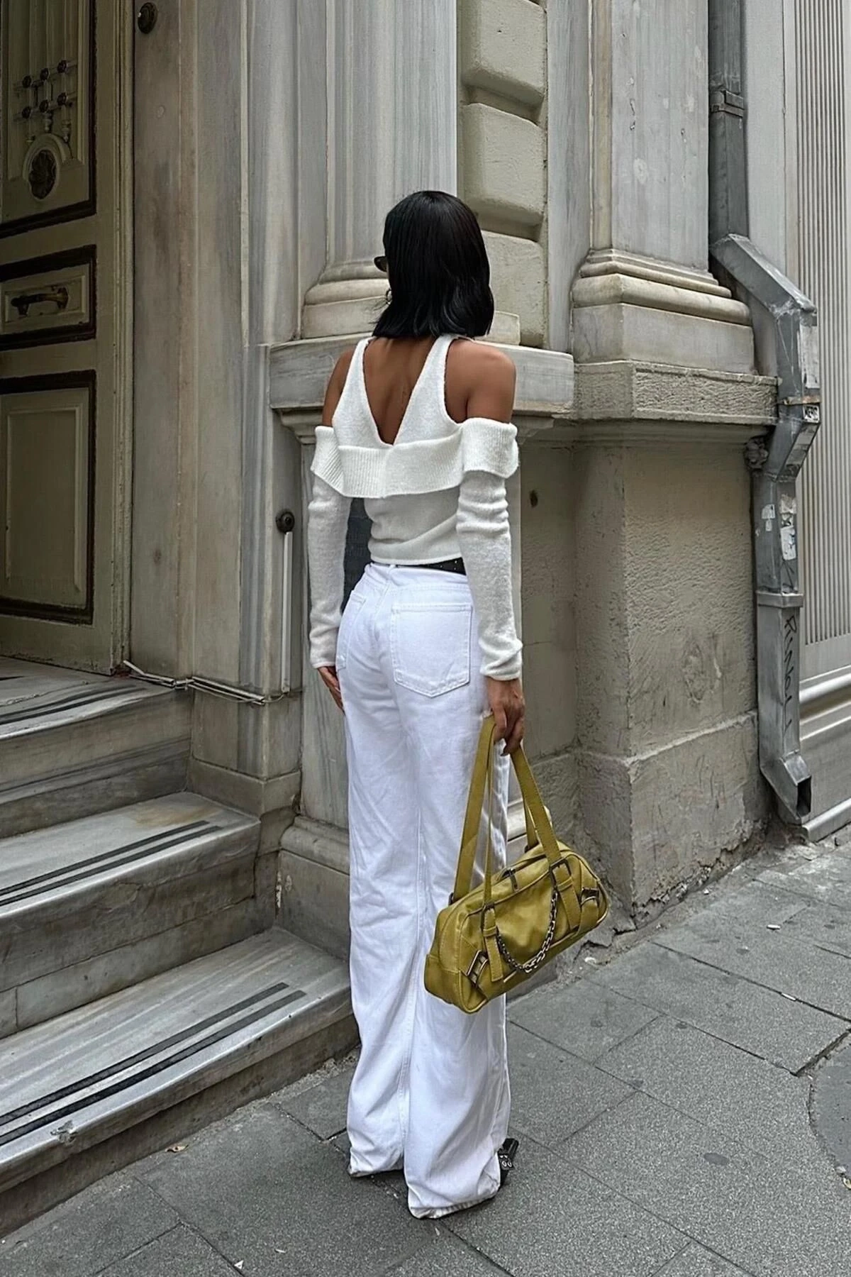 Kadın Ekru Kruvaze Triko Uzun Kollu Hırka