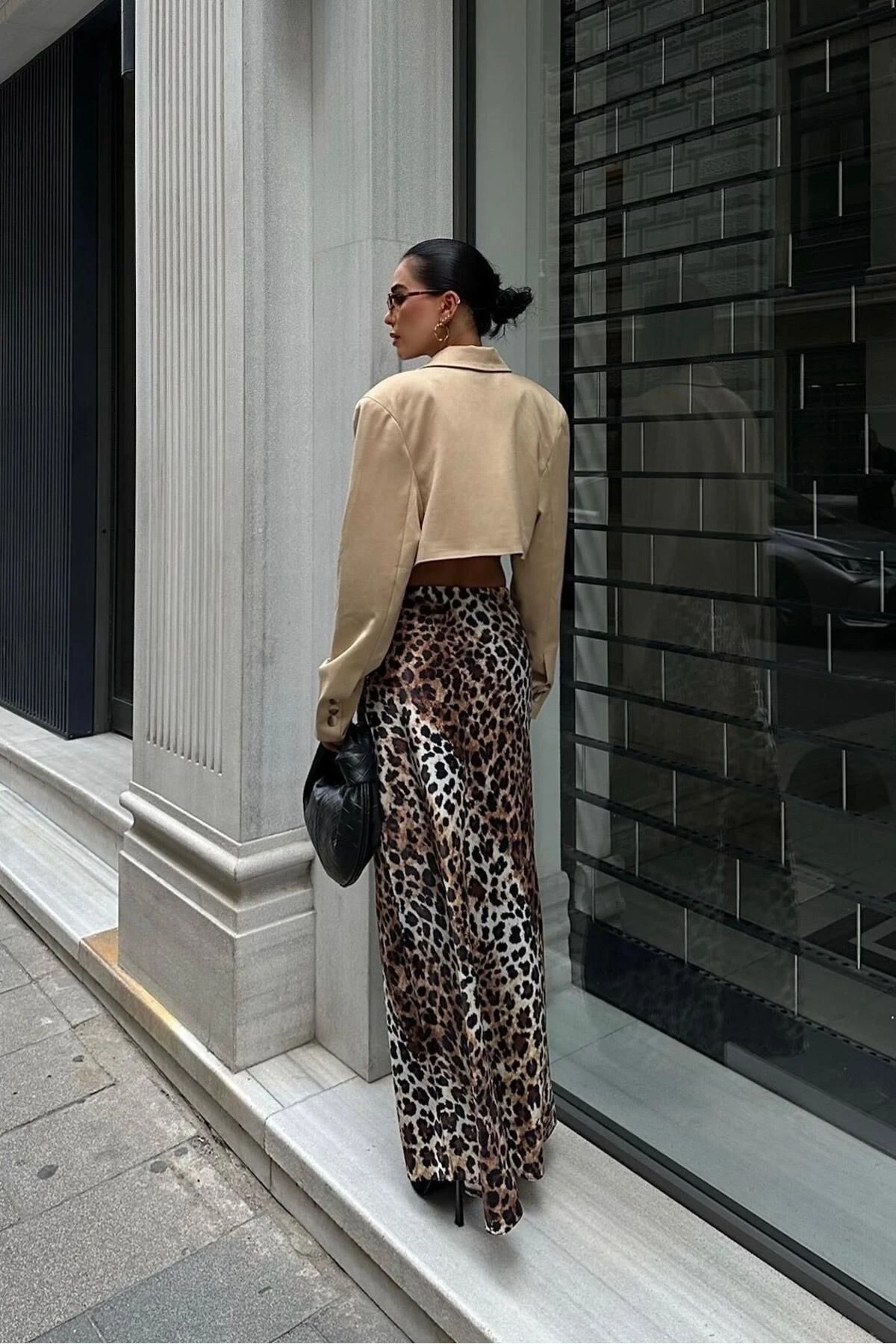 Kadın Multi Polyester Animal Desenli Saten Uzun Etek