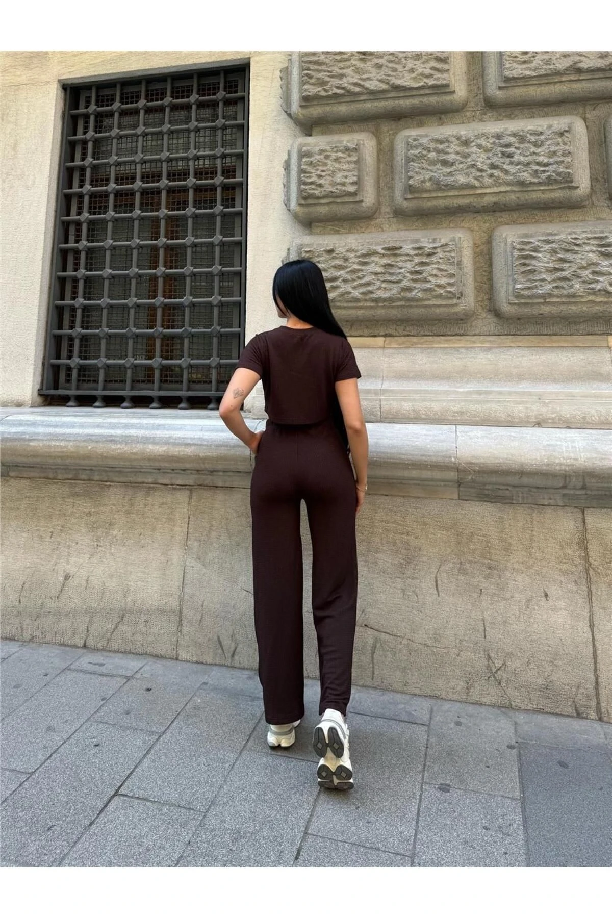 Kahve Modal Elastan Bisiklet Yaka Takım