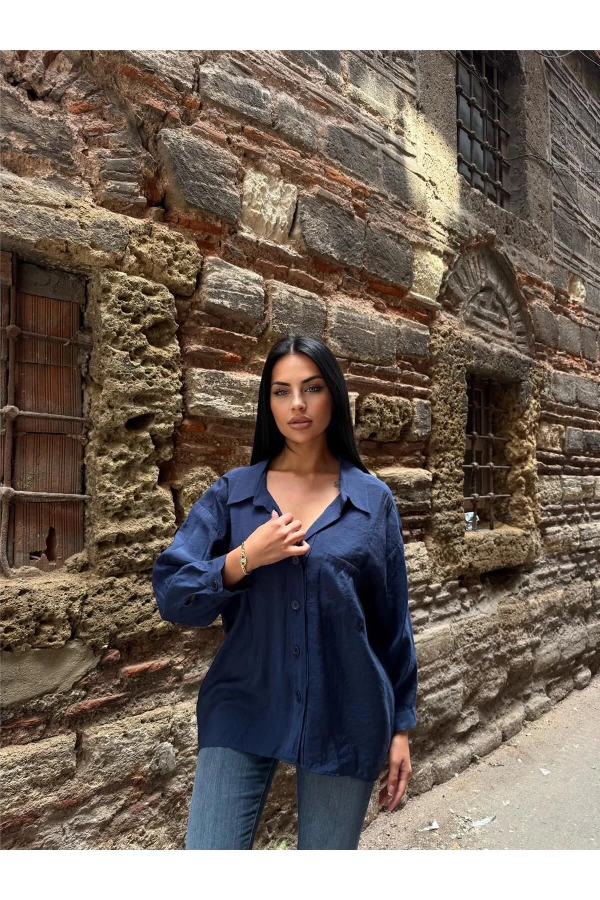 Lacı Pamuk Polyester Cepli Gömlek