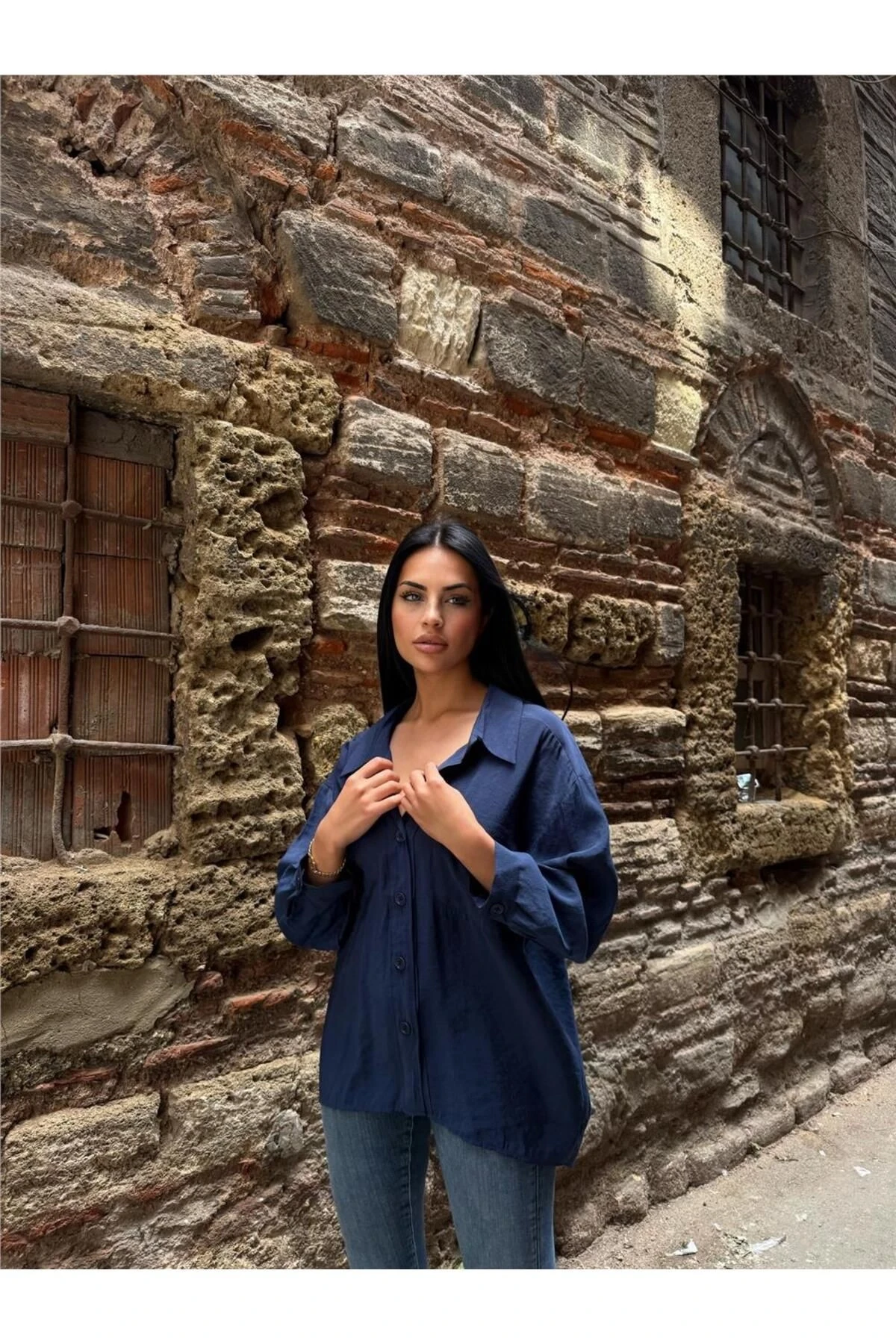 Lacı Pamuk Polyester Cepli Gömlek