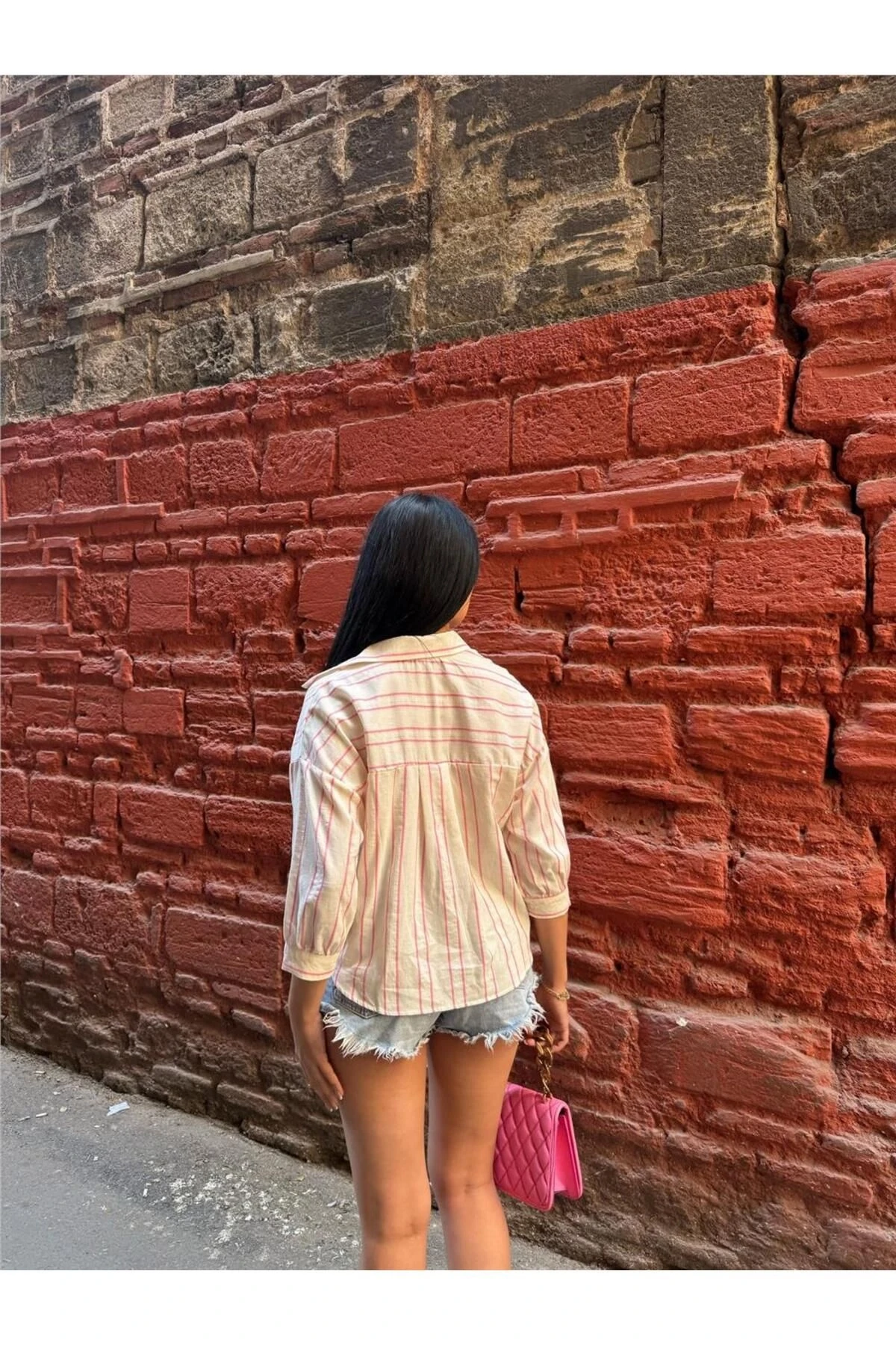 Pembe Çizgili Cepli Gömlek