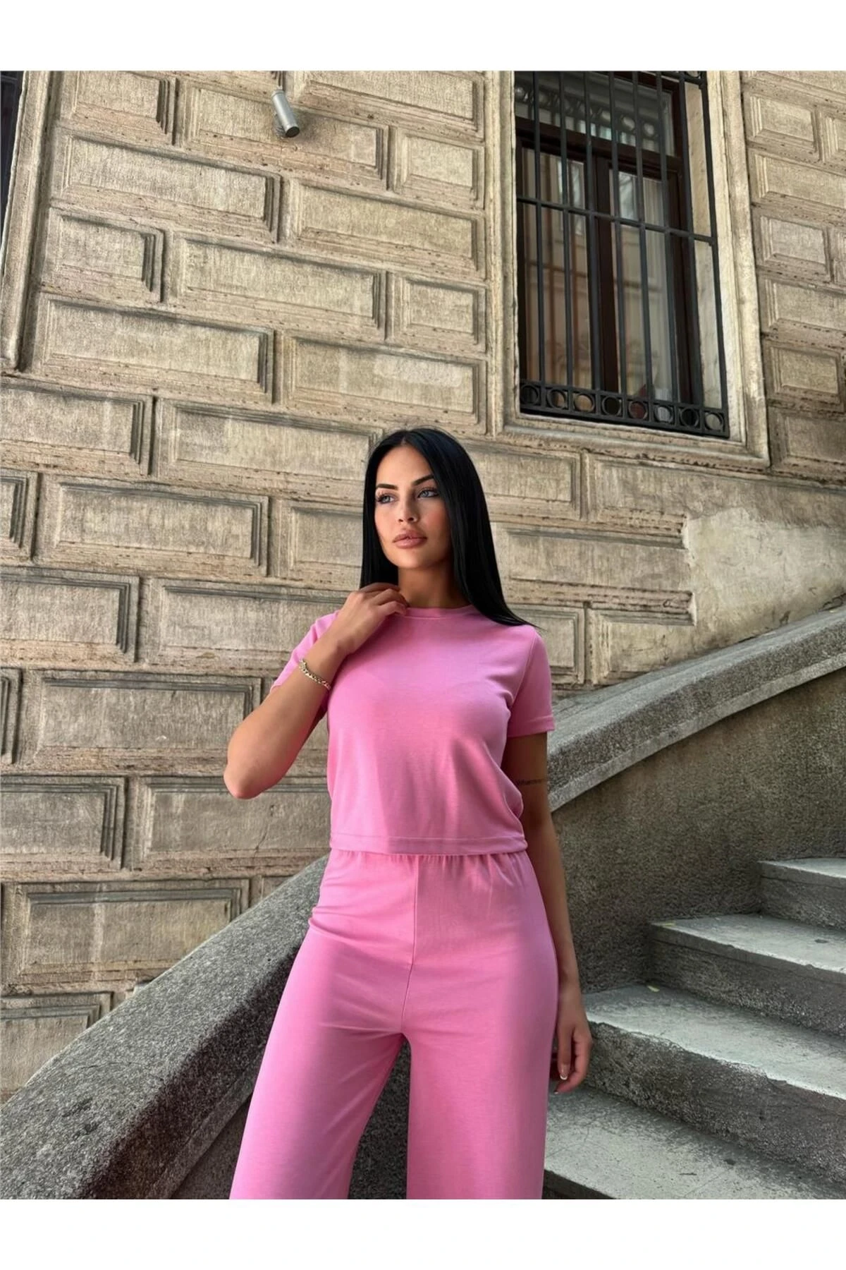 Pembe Modal Polyester Palazzo Cepli Takım
