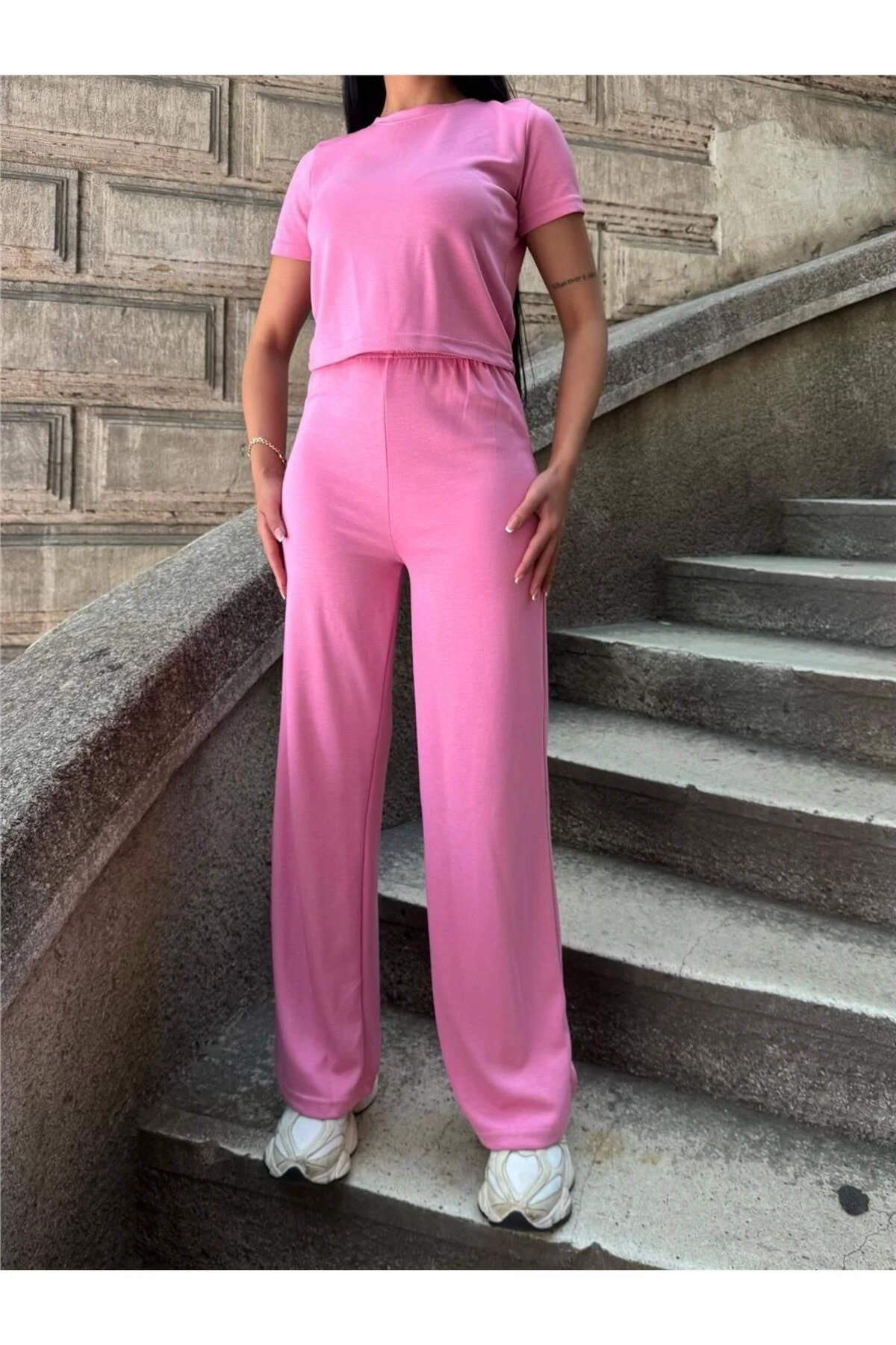 Pembe Modal Polyester Palazzo Cepli Takım