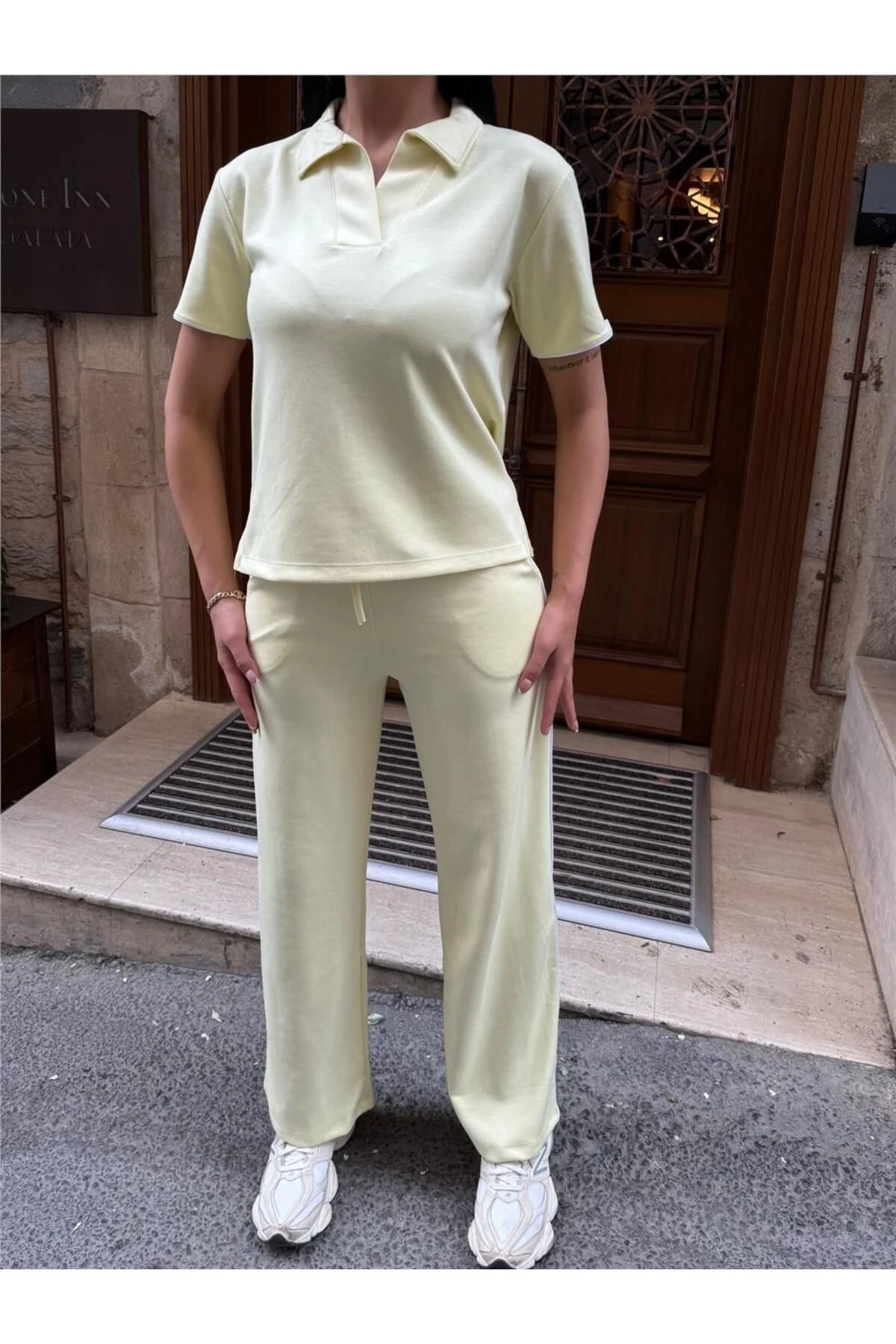 Sarı Polyester Elastan Polo Yaka Takım