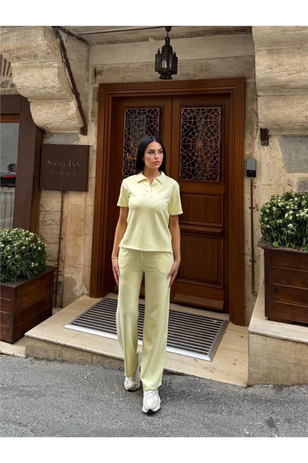 Sarı Polyester Elastan Polo Yaka Takım