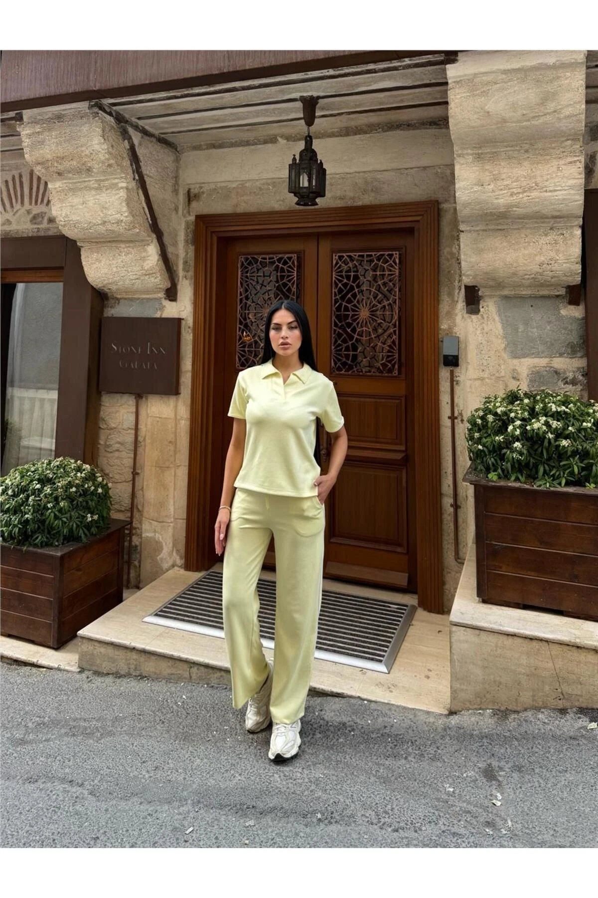 Sarı Polyester Elastan Polo Yaka Takım