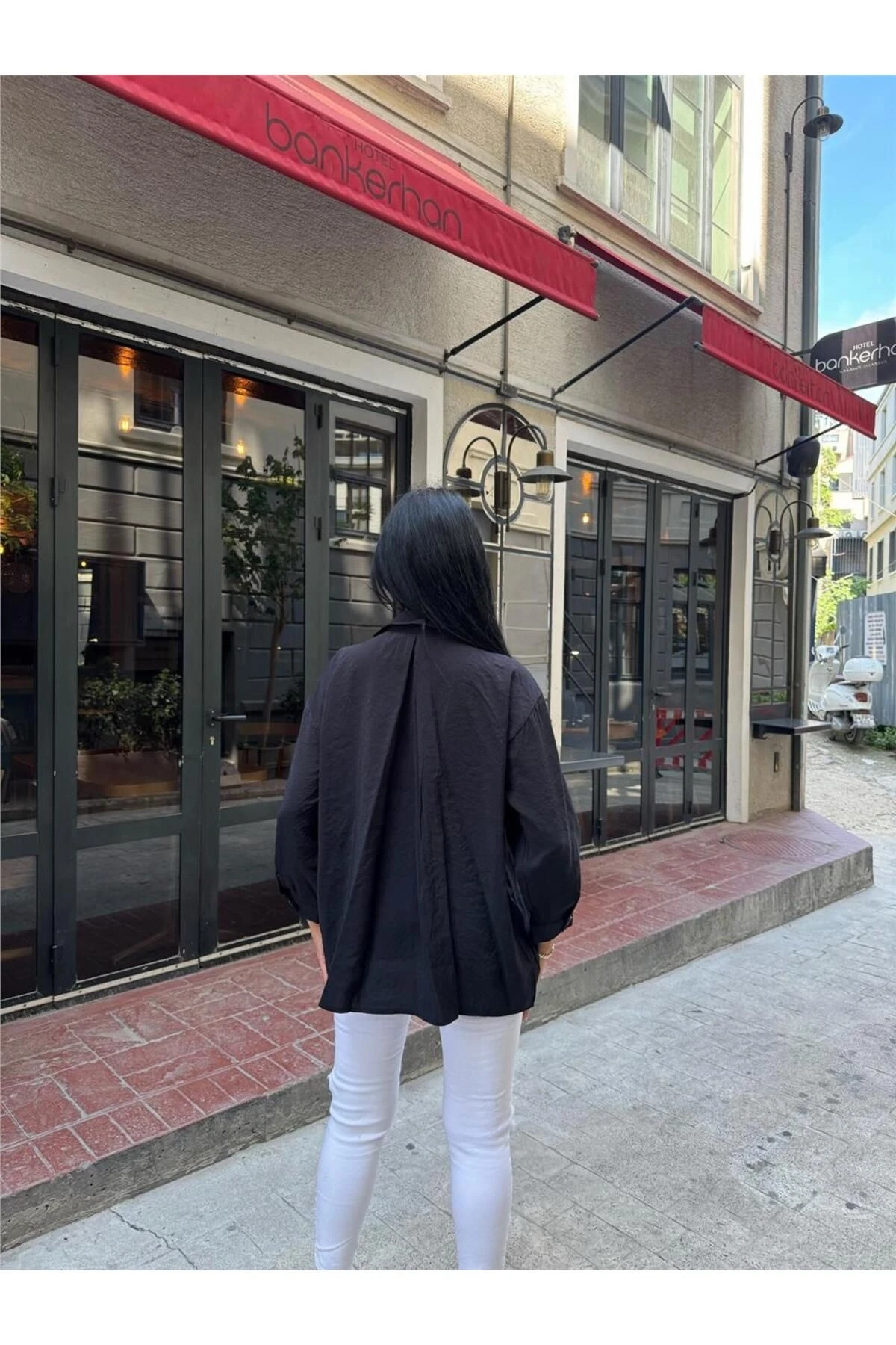 Siyah %100 Pamuk Cepli Gömlek