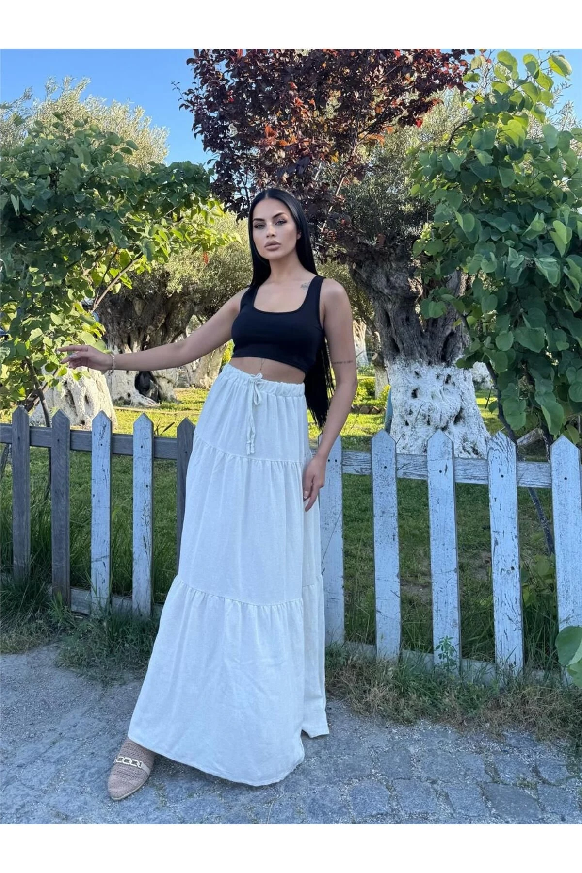 Taş Beli Lastikli Etek