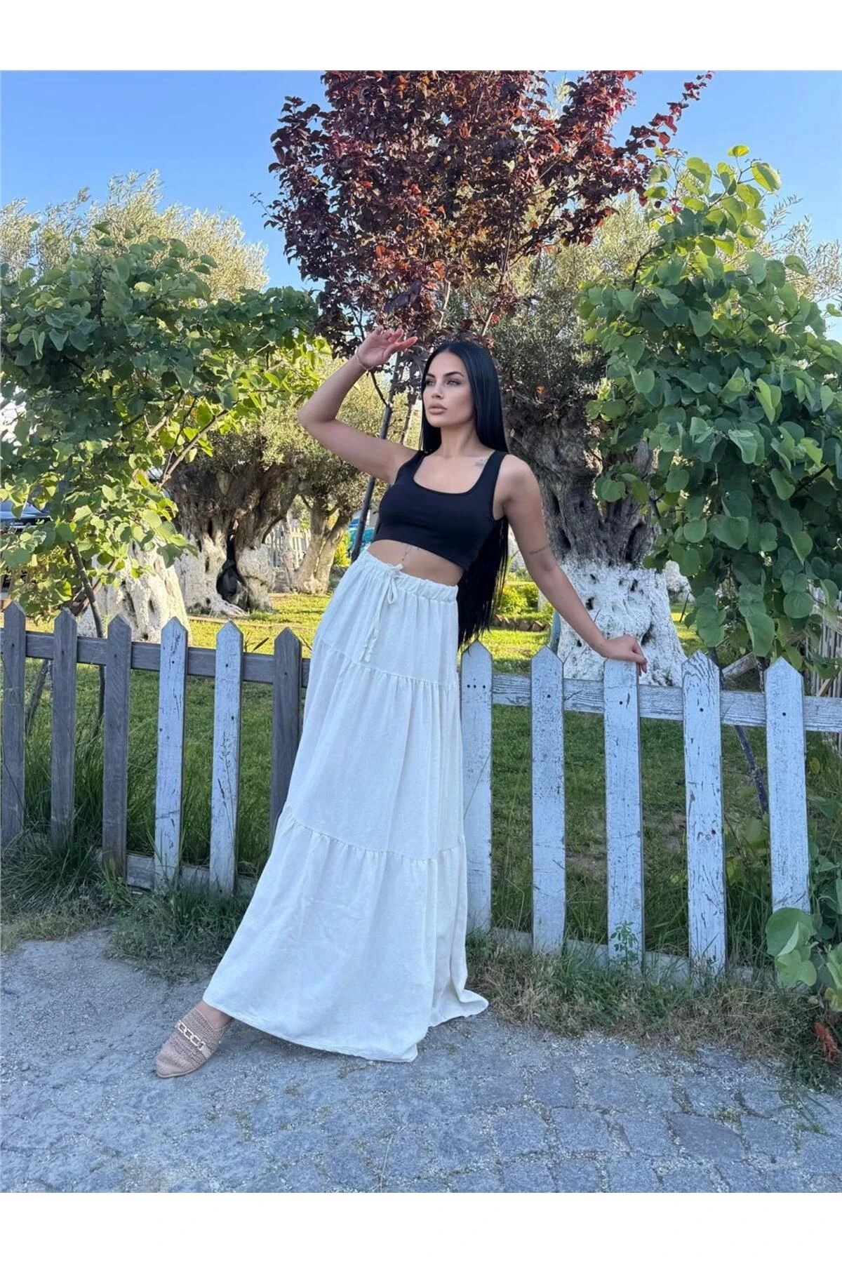 Taş Beli Lastikli Etek