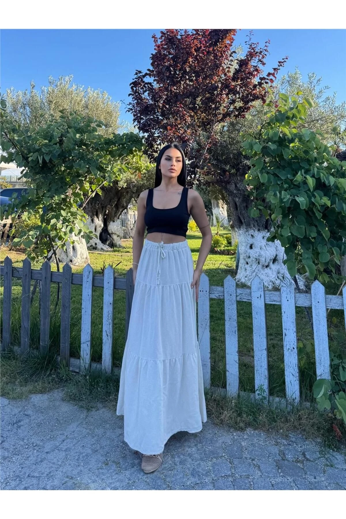 Taş Beli Lastikli Etek