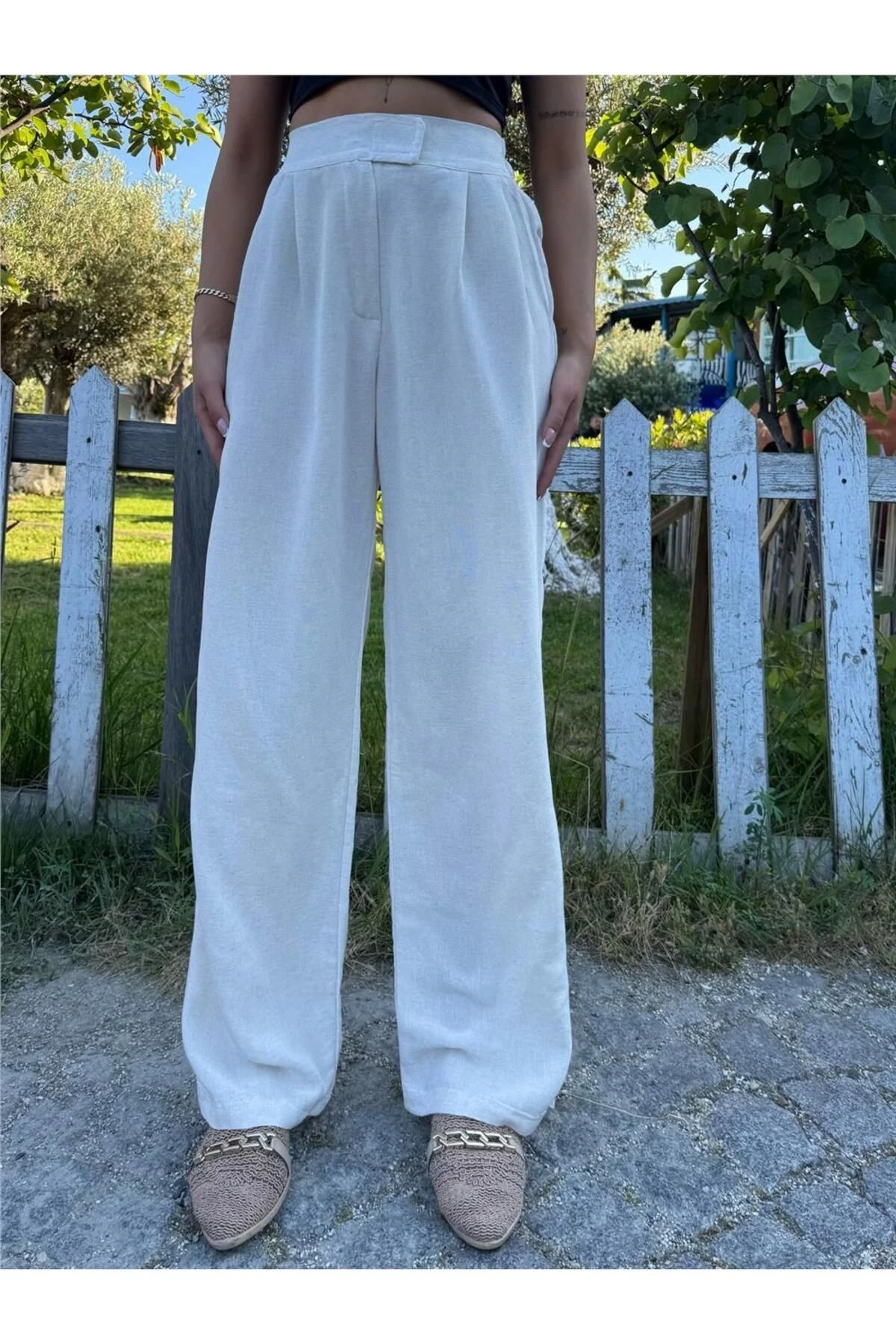 Taş Palazzo Beli Cırtlı Pantolon