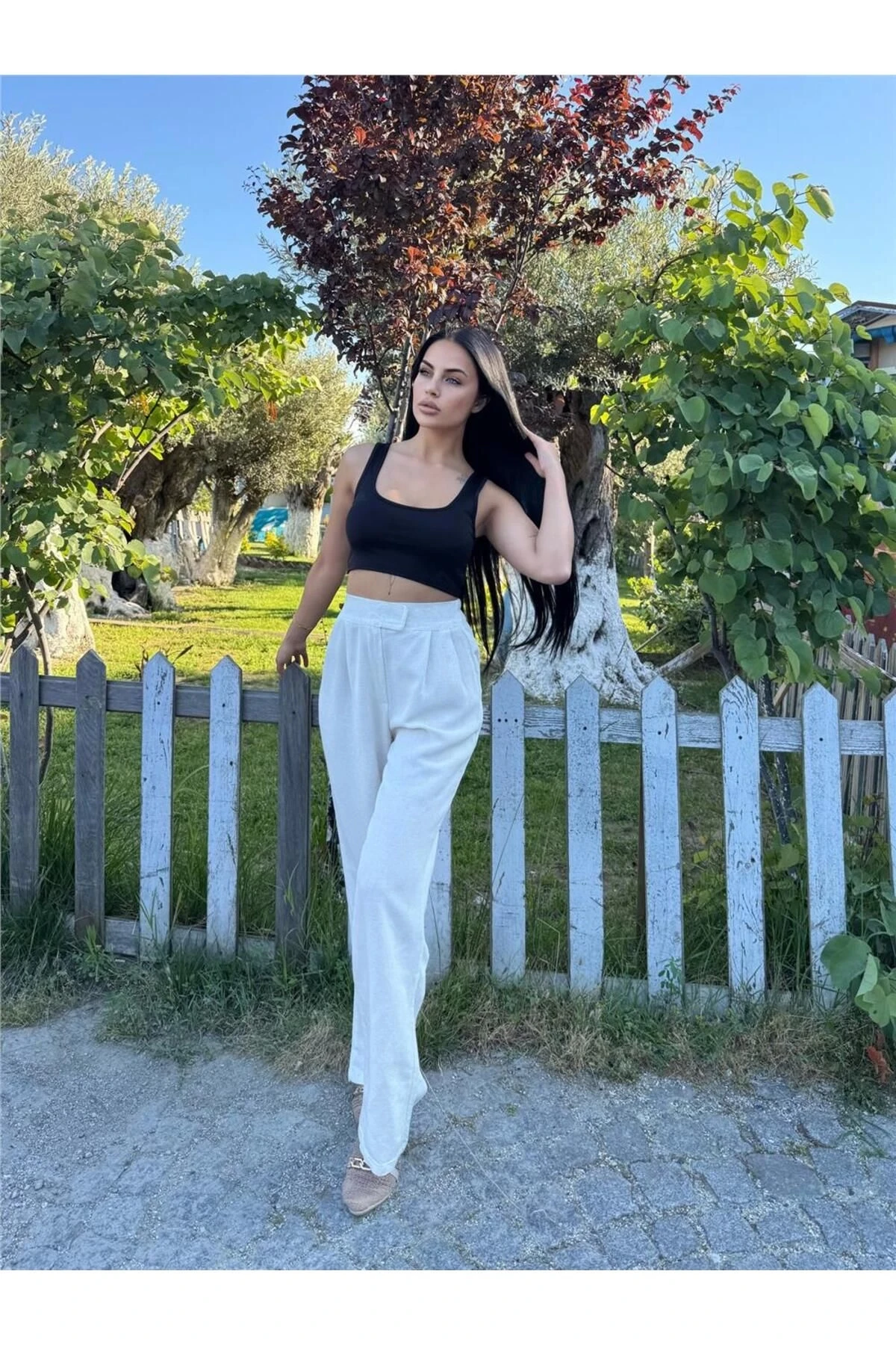 Taş Palazzo Beli Cırtlı Pantolon