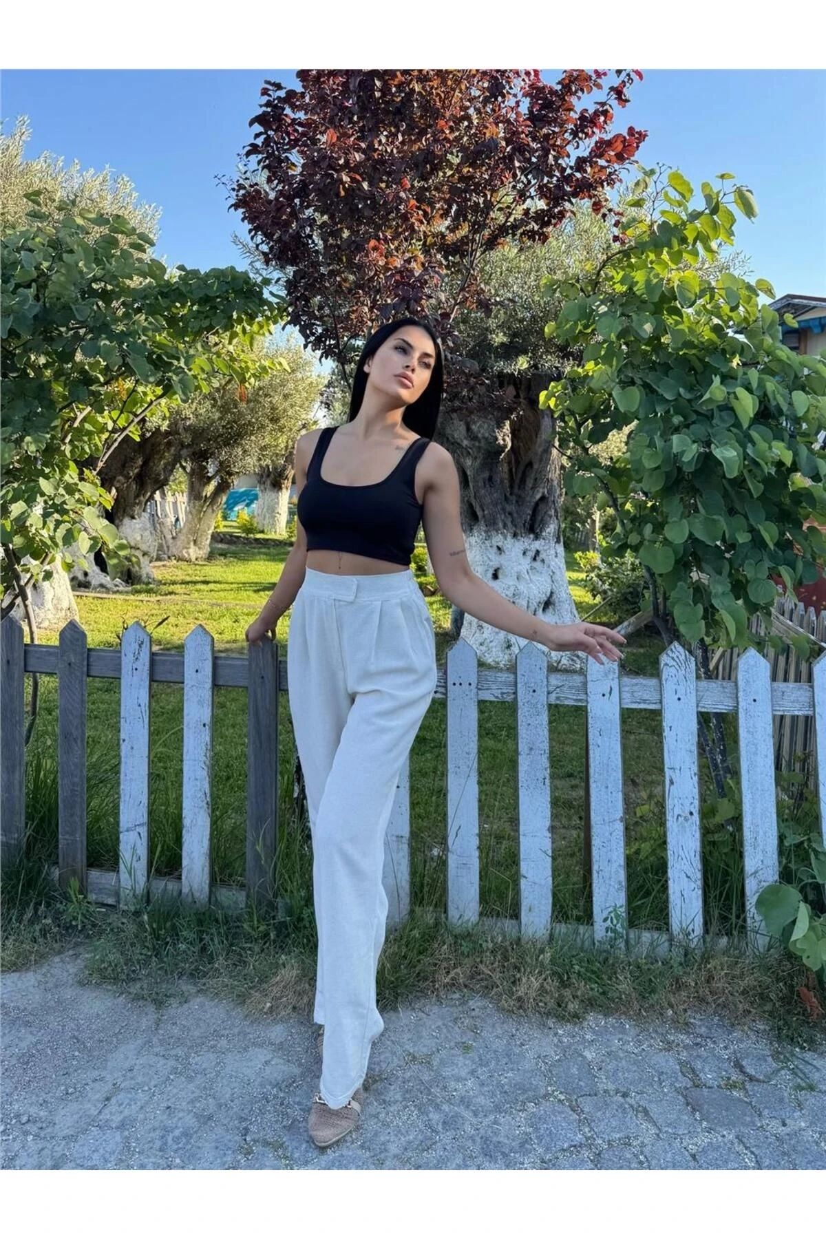 Taş Palazzo Beli Cırtlı Pantolon