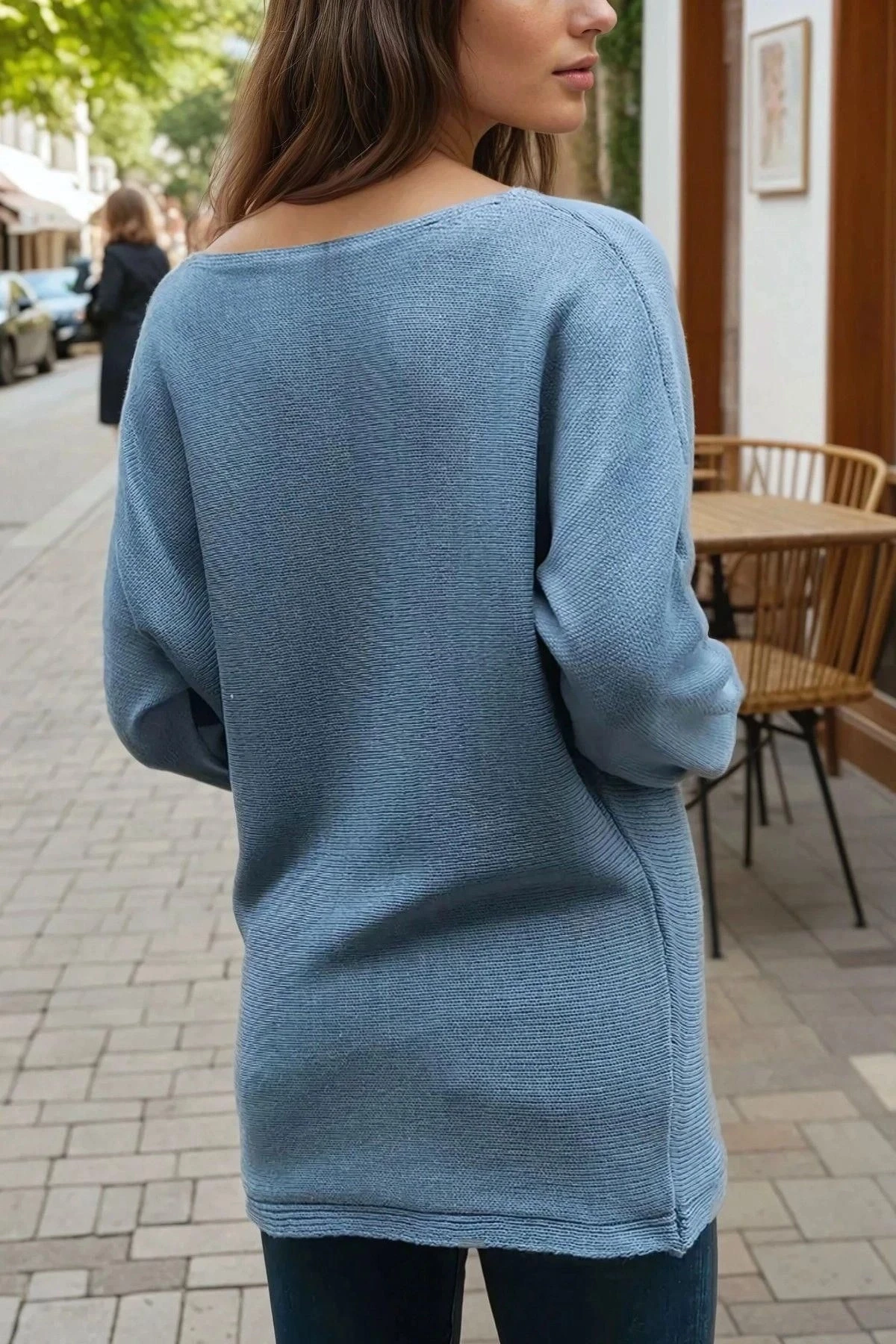 Mavi Color Desenli, Dökümlü Rahat Kesim, Salaş Triko Kazak