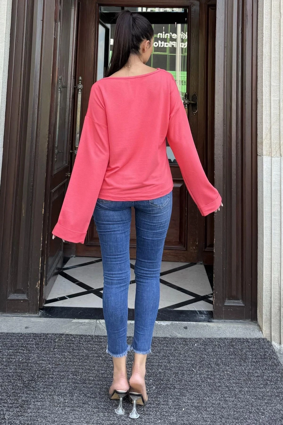 Mercan Kısa Kollu Pamuklu Bluz