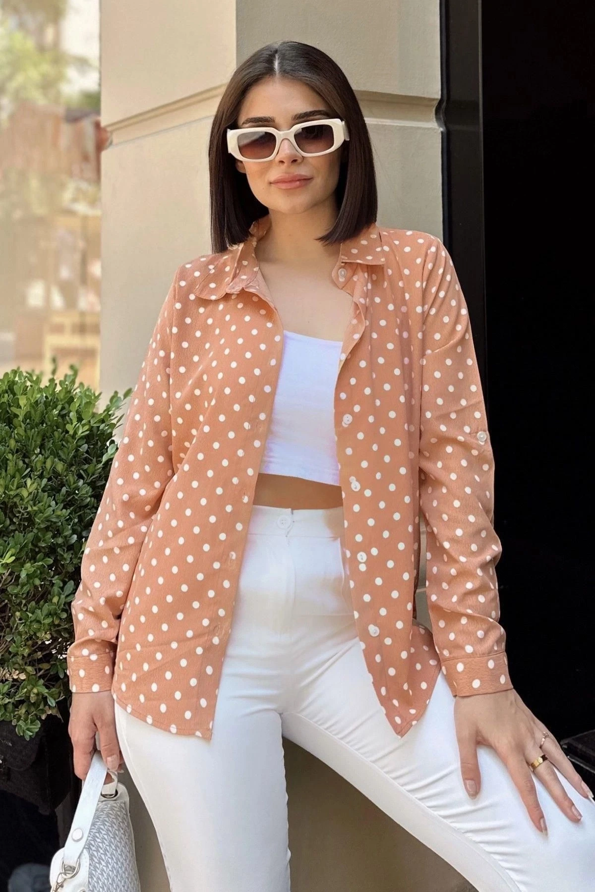 Somon Klasik Yaka, Uzun Kol, Digital Baskılı Kumaş, Regular Kalıp/Kesim, Gömlek