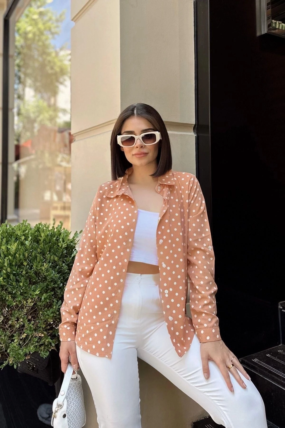 Somon Klasik Yaka, Uzun Kol, Digital Baskılı Kumaş, Regular Kalıp/Kesim, Gömlek