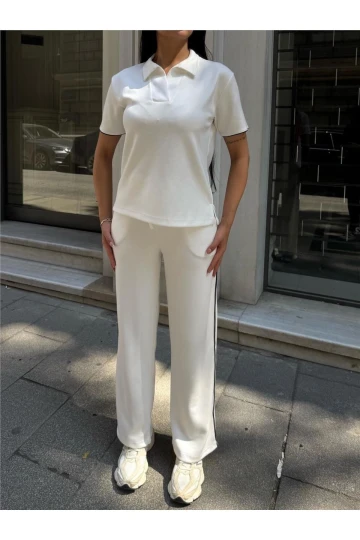 Beyaz Polo Yaka Esnek Takım