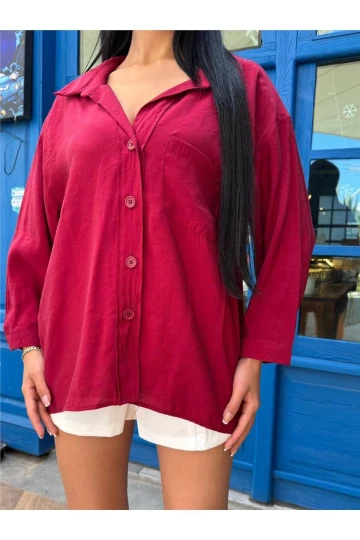 Bordo Viskon Cepli Gömlek