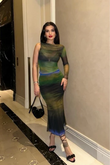 Kadın Multi Desenli Lycra Uzun Kollu Bisiklet Yaka Takım