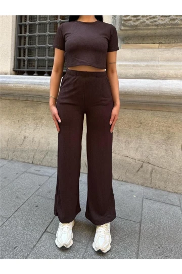 Kahve Modal Elastan Bisiklet Yaka Takım