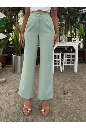 Mint Likralı Palazzo Pantolon