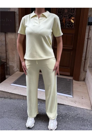 Sarı Polyester Elastan Polo Yaka Takım