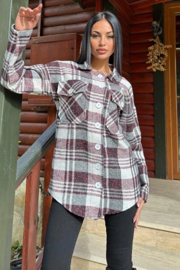 Fuşya Ekose Desenli, Yumuşak Dokulu, Relax Fit, Oduncu Gömlek